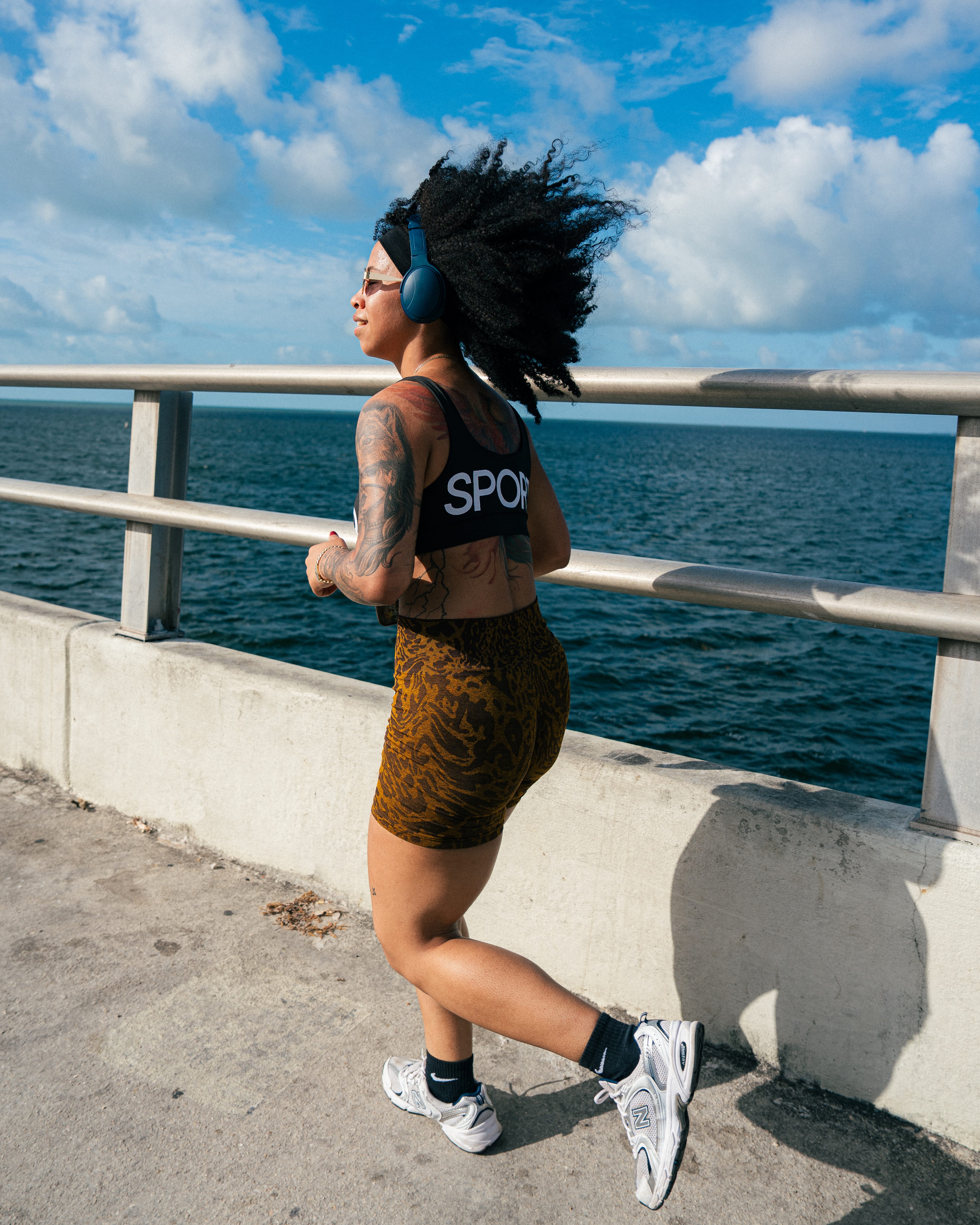 Coaches leading warm-ups downtown